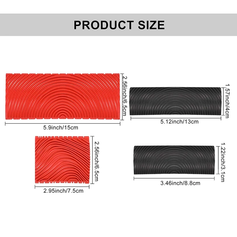 

4 Pcs Rubber Wood Grain Graining Pattern DIY Grain Painting Tool Wood Graining Painting Tool Household Wall Art Paint