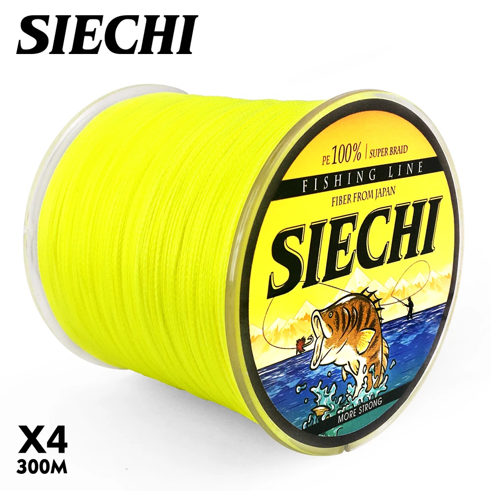 SIECHI Braid Fishing line 300M 4 Strands Multifilament Fishing Wire Carp Fishing 12 15 20 30 38 43 52 62 83lb