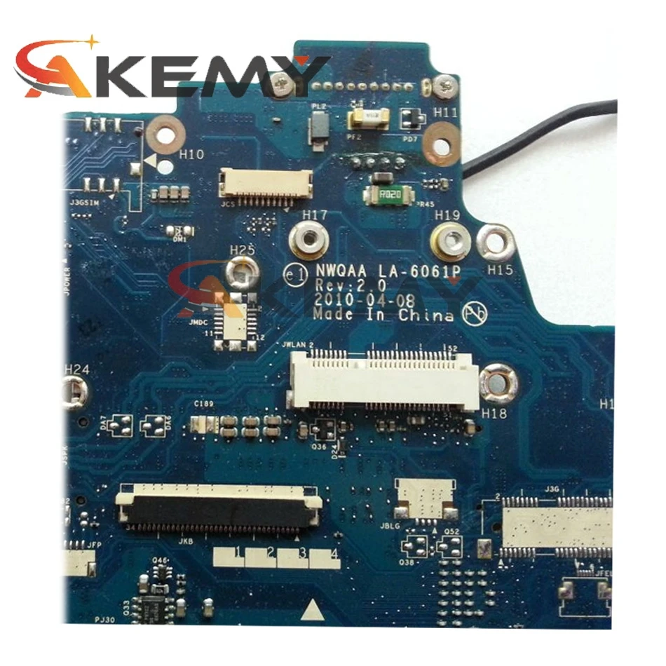 

AKEMY NWQAA LA-6061P K000104270 K000104250 Mainboard for toshiba Satellite A660 A665 laptop motherboard HM55 DDR3 Free CPU