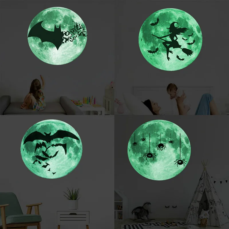 

Night Light Moon Wall Halloween Paste Living Room Children's Room Environmental Protection Removable Light-emitting Paste