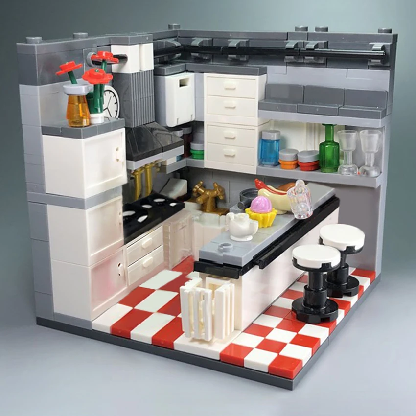 292 шт. совместимые с брендами City MOC кухонные строительные блоки фигурки для дома