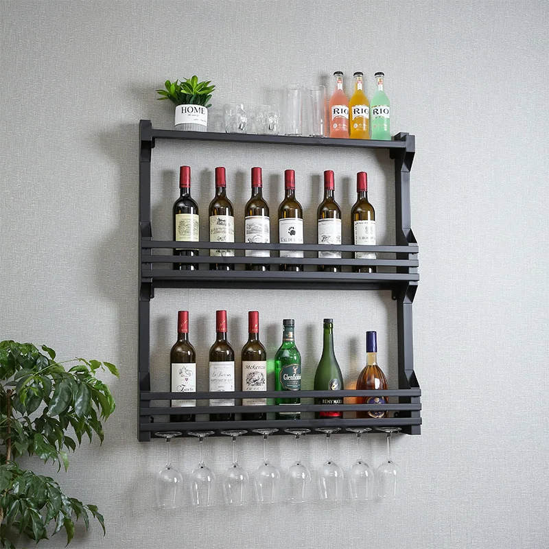 

Corner arc European-style iron wine rack wall hanging high quality original iron wine rack wall storage rack goblet buckle creat