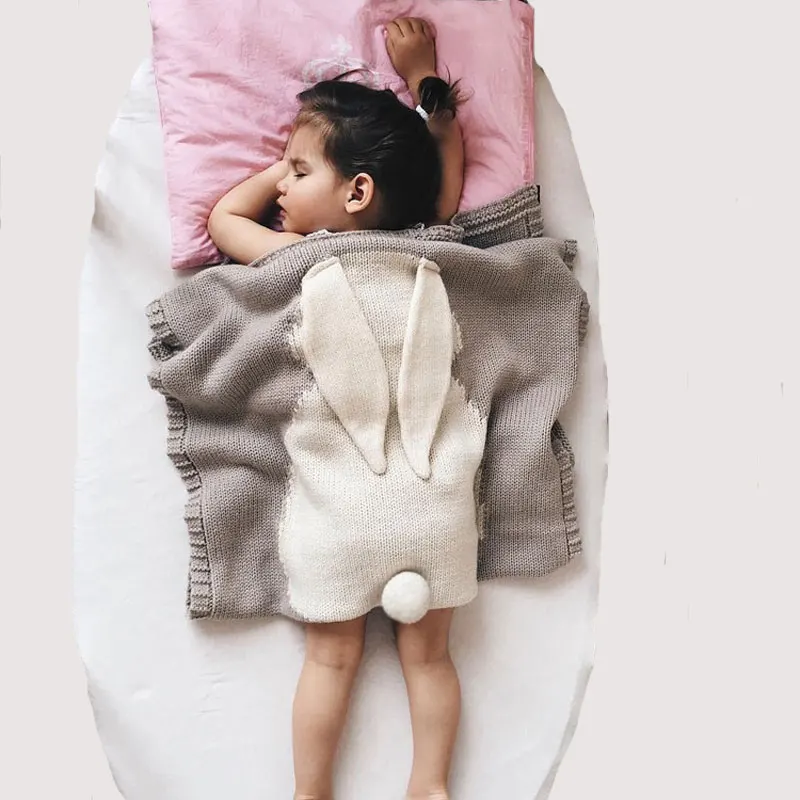 

Детское одеяло, пеленальные одеяла с кроличьими ушками для детей, вязаные муслиновые пеленки для мальчиков и девочек, теплые одеяла для при...