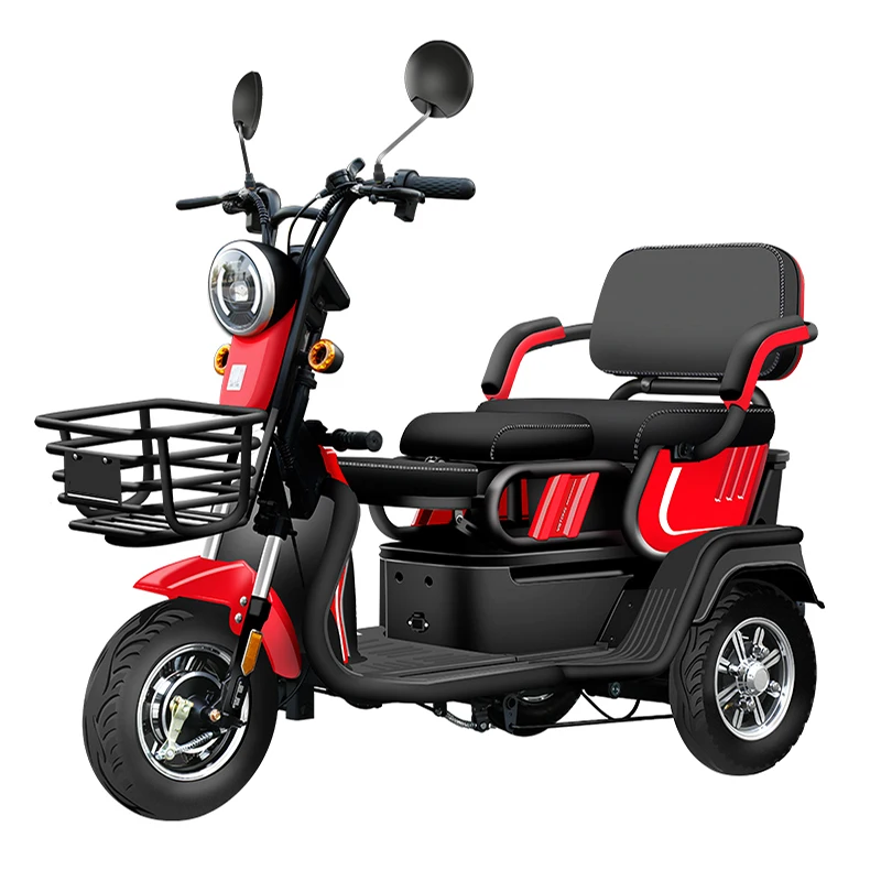 

Old People Adult Men And Lady Ride Tricycle Motorcycle 3 Wheel Red Motorbike Moto E Bike Electric Mobility Scooter With Basket