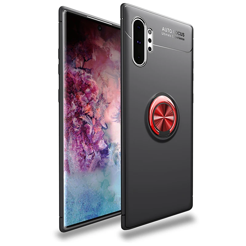 Мягкий чехол из ТПУ с металлическим кольцом для Samsung Note 8 9 10 Plus магнитным