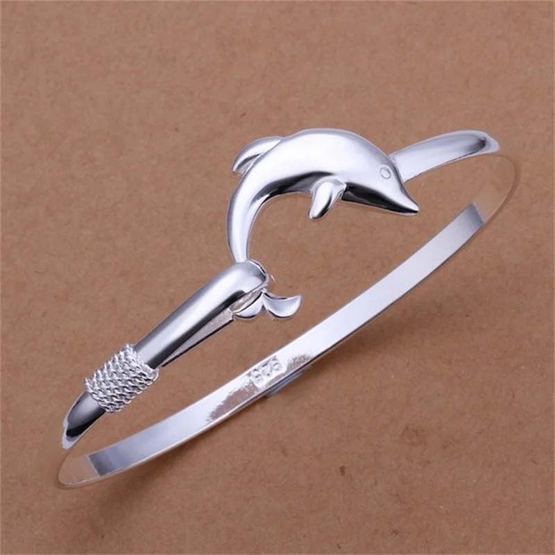 

Ladies wedding girls favorite gift high quality silver jewelry fashion noble temperament dolphin bracelet bracelet wholesale