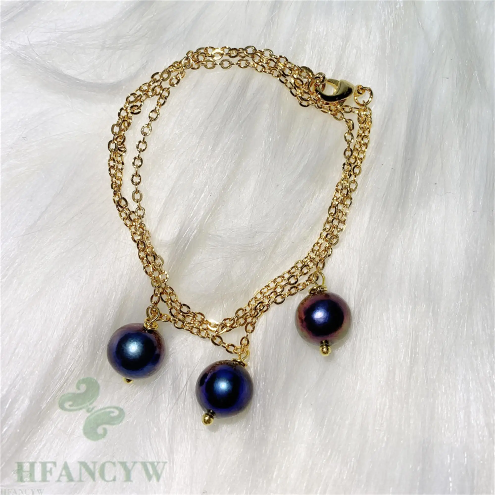 

9-10mm Black Baroque Multiple Pearl Pendant Necklace 18 Inches Cultured Flawless Aurora Diy Gift