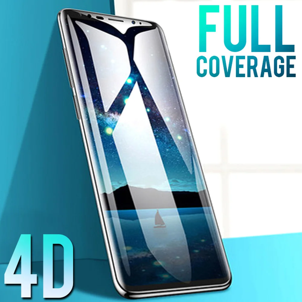 Роскошное изогнутое закаленное стекло 4D для Samsung Galaxy S8 S9 Plus Защитная пленка