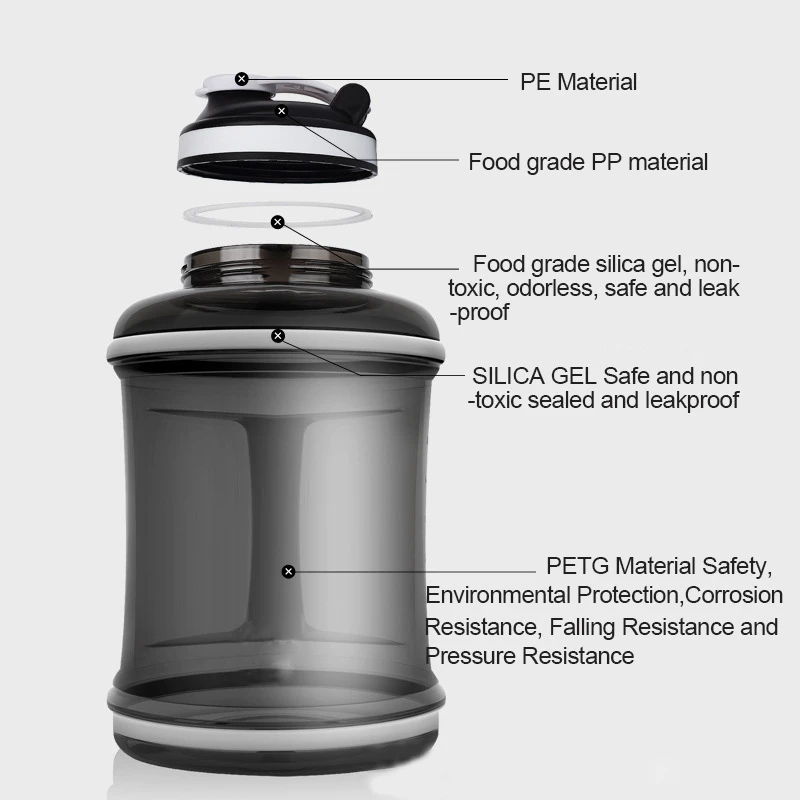 2.5L/85ozGym бутылка с высоким содержанием воды для без бисфенола шейкер протеина