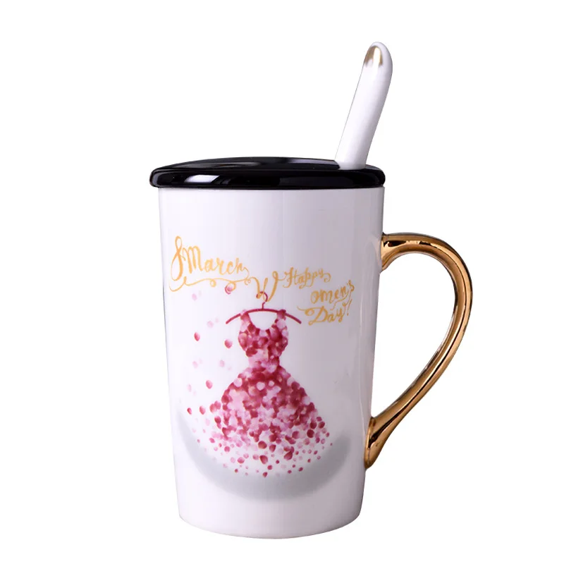 

European Ceramic lovers cup British mark water cup office coffee cup spoon