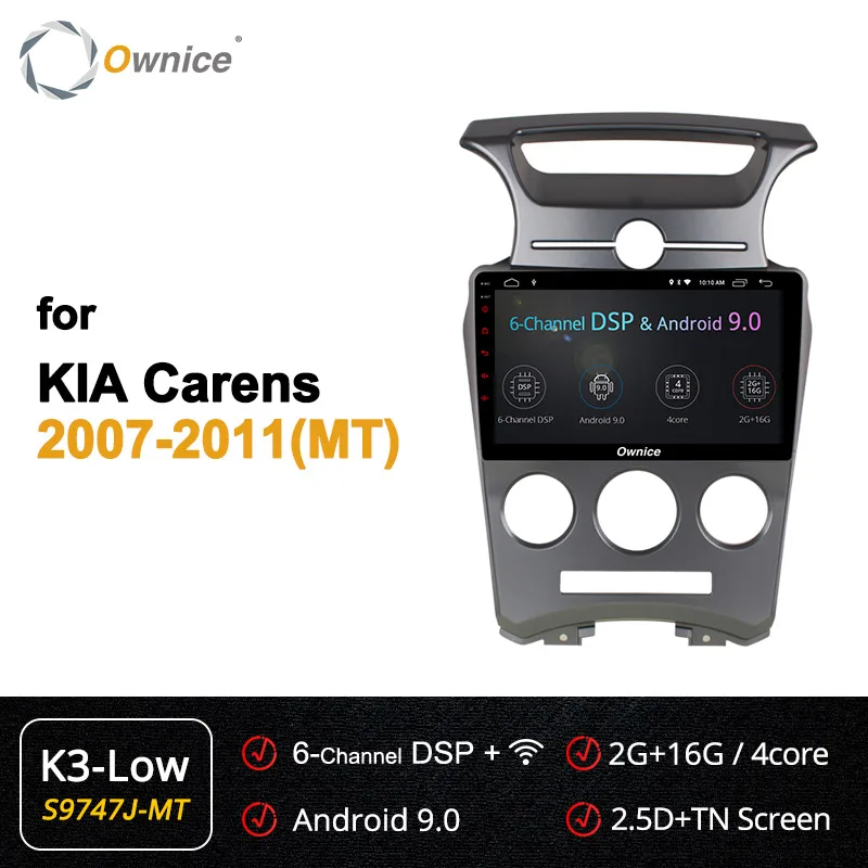 Ownice K3 K5 K6 Octa Core Android9.0 автомобильный DVD стерео радио gps плеер для Kia Carens 2007 2008 2009 2010 2011 4G DSP 360 панорама - Цвет: S9747-1 K3-Low