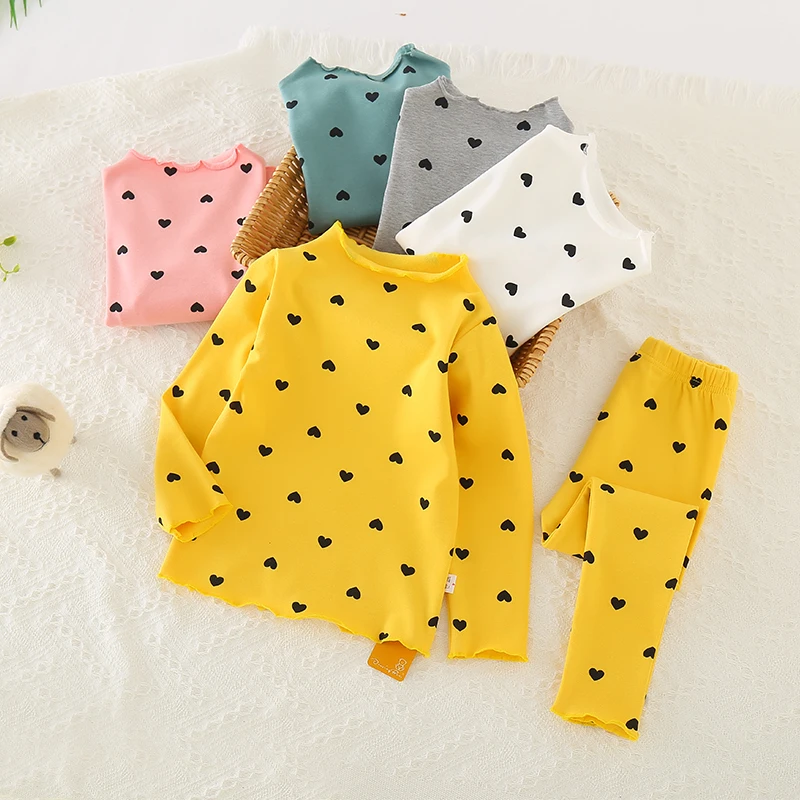 

Girls Pajamas Set Underwear Suits For Girl Clothes Printed Autumn Winter Shirt Long Trousers Sleepwear Botton Children Clothing