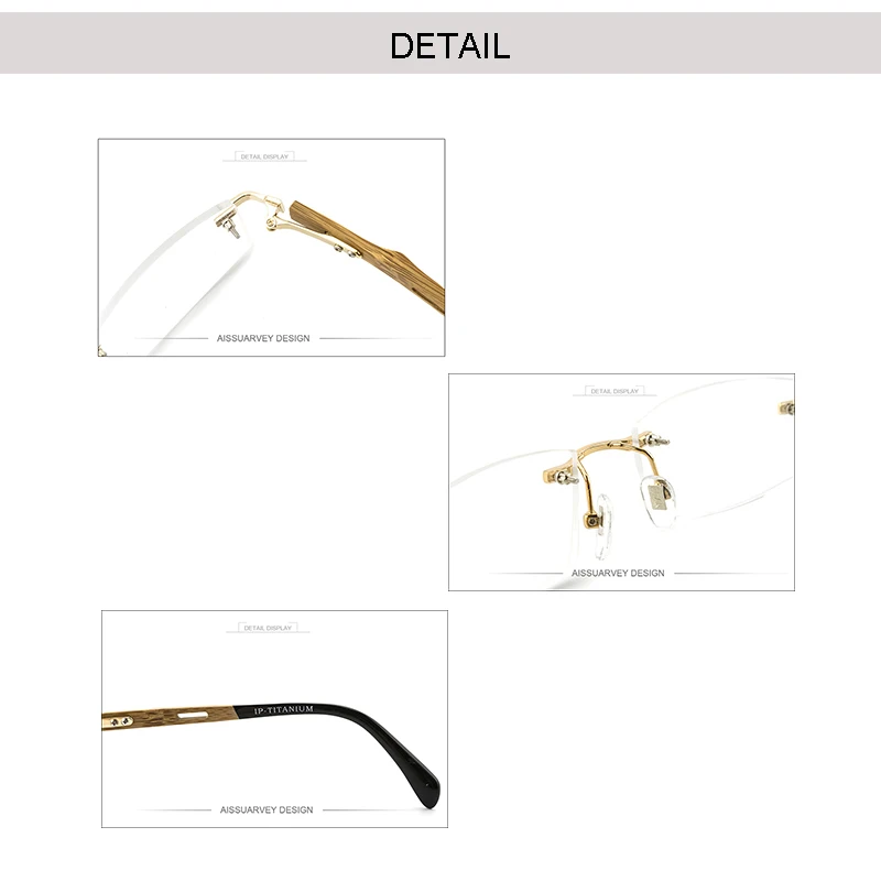 Rimless Wooden Titanium Eyeglasses for Men Optical Frame Prescription Business Glasses Frames Fashion Classic Eye Wear Man | Аксессуары