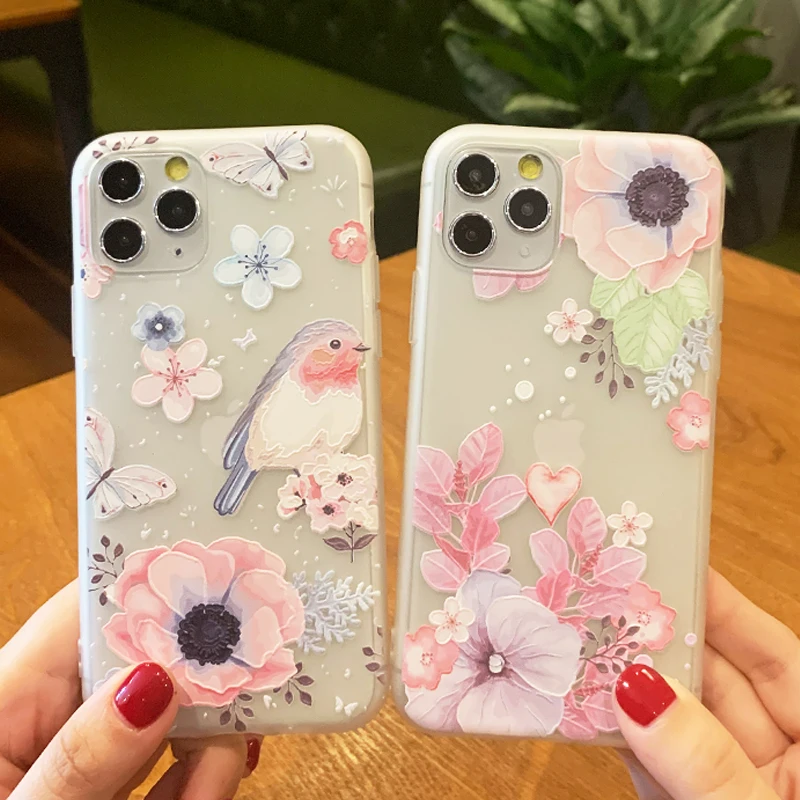 Чехлы для телефонов с 3D тиснением iPhone 11 Pro X XS Max XR 7 8 6s Plus мягкий Ультратонкий