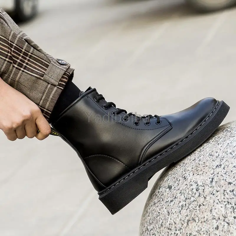 

Botas Women Motorcycle Ankle Boots Female Platform Modern Boots Women Shoes Black PU Leather Oxford Shoes Woman 2021 Botas Mujer