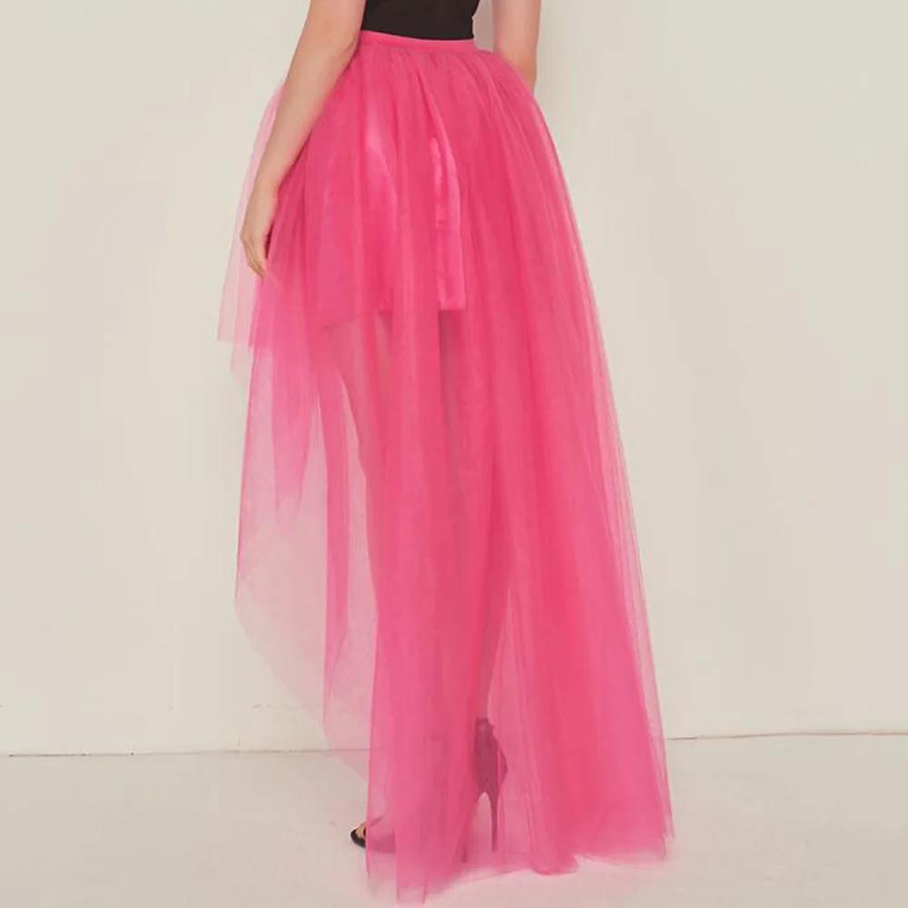 Ассиметричная Женская юбка из тюля длинная макси с эластичной талией для ужина и
