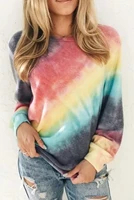 fashion women sweater new autumn casual hot sale round neck pullover gradient tie dye loose large size knitted sweater donsignet