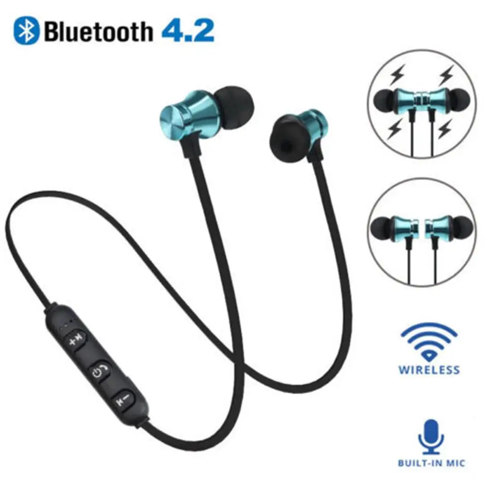 Магнитные беспроводные bluetooth наушники музыкальная гарнитура спортивные