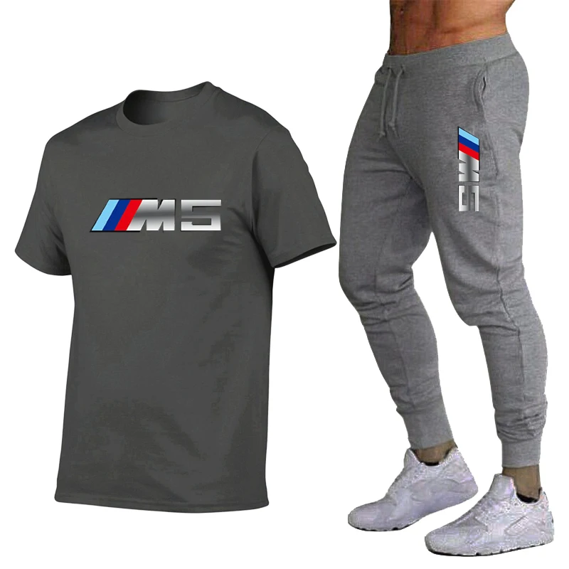 

Men's BMW Suit Brand Sportswear Sportswear Suit Men's Sports Short sleeve + Pants Suit Casual Sportswear Men's 2 pieces Set