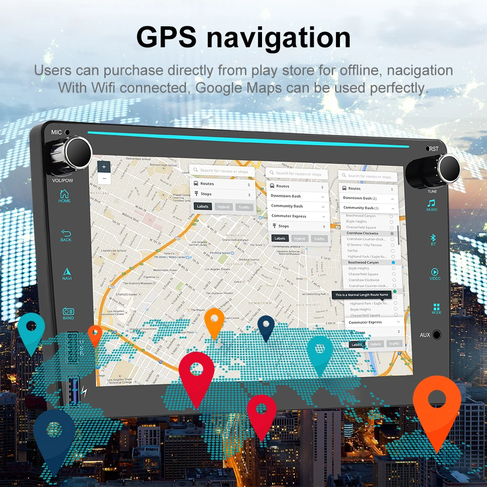 Автомагнитола Podofo 2DIN Android стереоплеер 8 дюймов GPS Bluetooth сабвуфер универсальный для