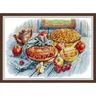Наборы для вышивки крестиком в виде яблочного вишневого пирога, 14CT, 11CT, счетная Печать на холсте, рукоделие, Набор для вышивки, декор для кухни, подарки