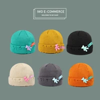 autumn winter cute bear decorative wool hat female outdoor warm student couple knitted male hat beanie beanies hats caps apparel