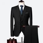 (Пиджак + брюки + жилет) классический мужской деловой костюм для делового костюма приталенный Королевский синий свадебный костюм для жениха мужской костюм черный костюм джентльменов