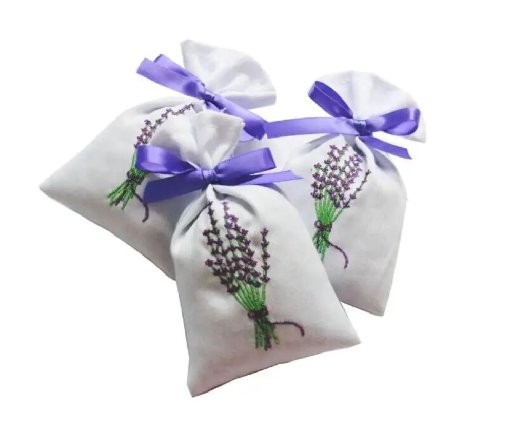 

6 pcs Organic Natural Lavender Sachets Bag Portable Flower Candy Bags for Use Only Bag Without Spice and Candy (Random Sty