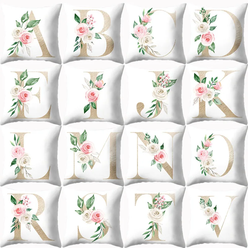 

Pillowcases Letter Cushion Cover 45x45 Sofa Cushions Nordic Decorative Throw Pillows Flowers Home Decor Throw Pillows Polyester