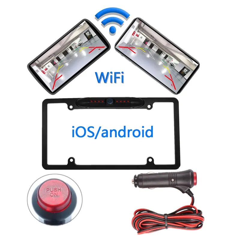 

Wireless Adjustable USA License Plate Frame Backup Camera With Waterproof Night Vision Phone App Wifi Rear View Camera