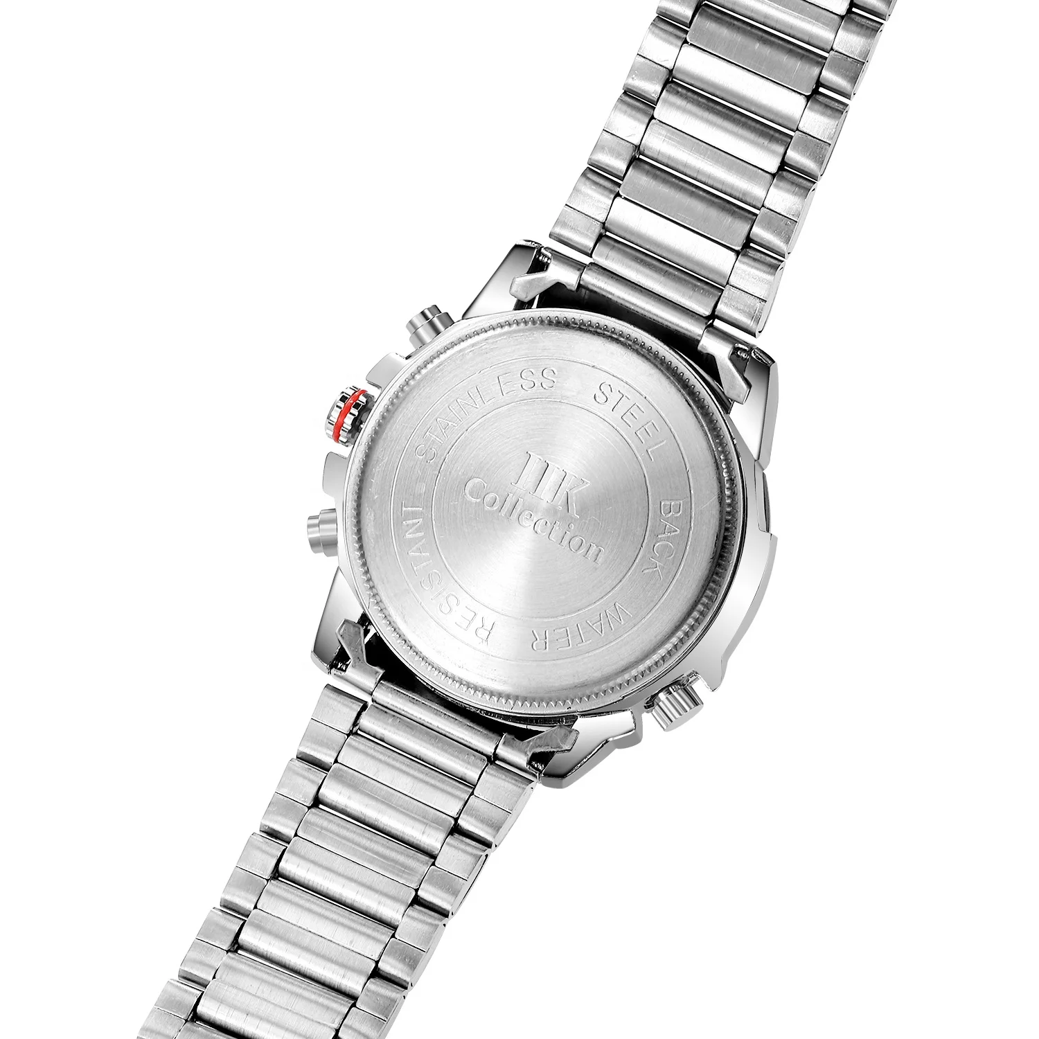 

IIK Series Quartz Mens Watch Casual Fashion Waterproof Steel Strap Calendar Date Luminous Watches Folding Clasp with Safety