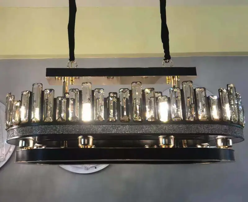 

Crystal chandelier rectangular black fashion living room decorative chandelier bedroom lighting