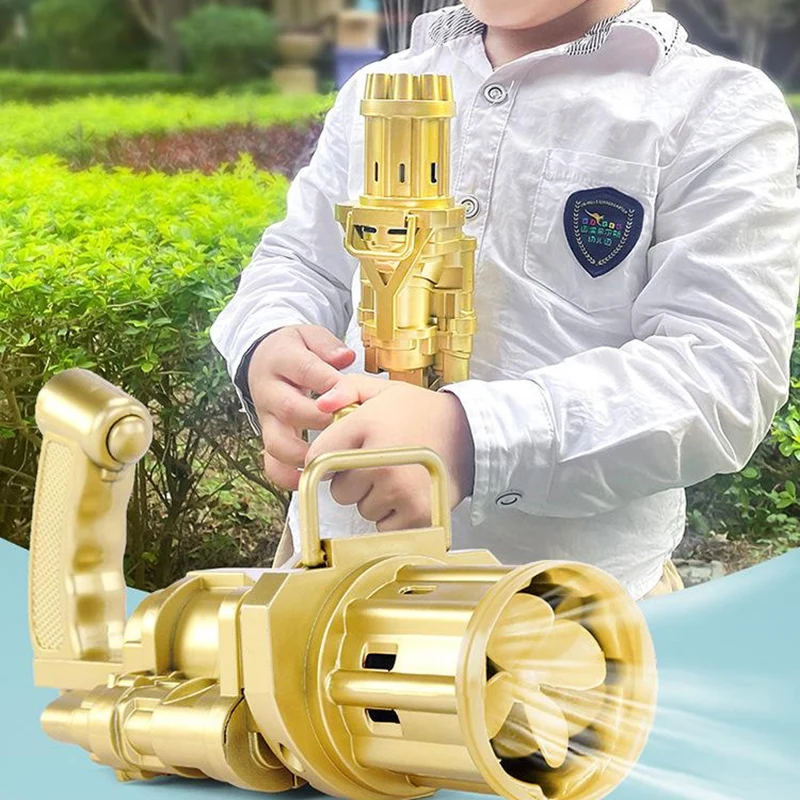 M&aacute;quina de burbujas de agua y jab&oacute;n 2 en 1 para ni&ntilde;os, juguete autom&aacute;tico de pistola de burbujas para regalo-1