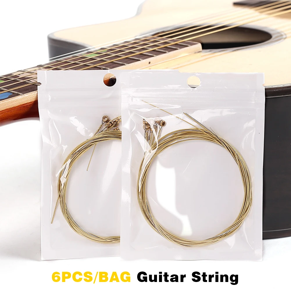 

6pcs Sound Super Light Anti Corrosion Gold Replacement Parts Professional Acoustic Guitar String Steel Core Durable Universal