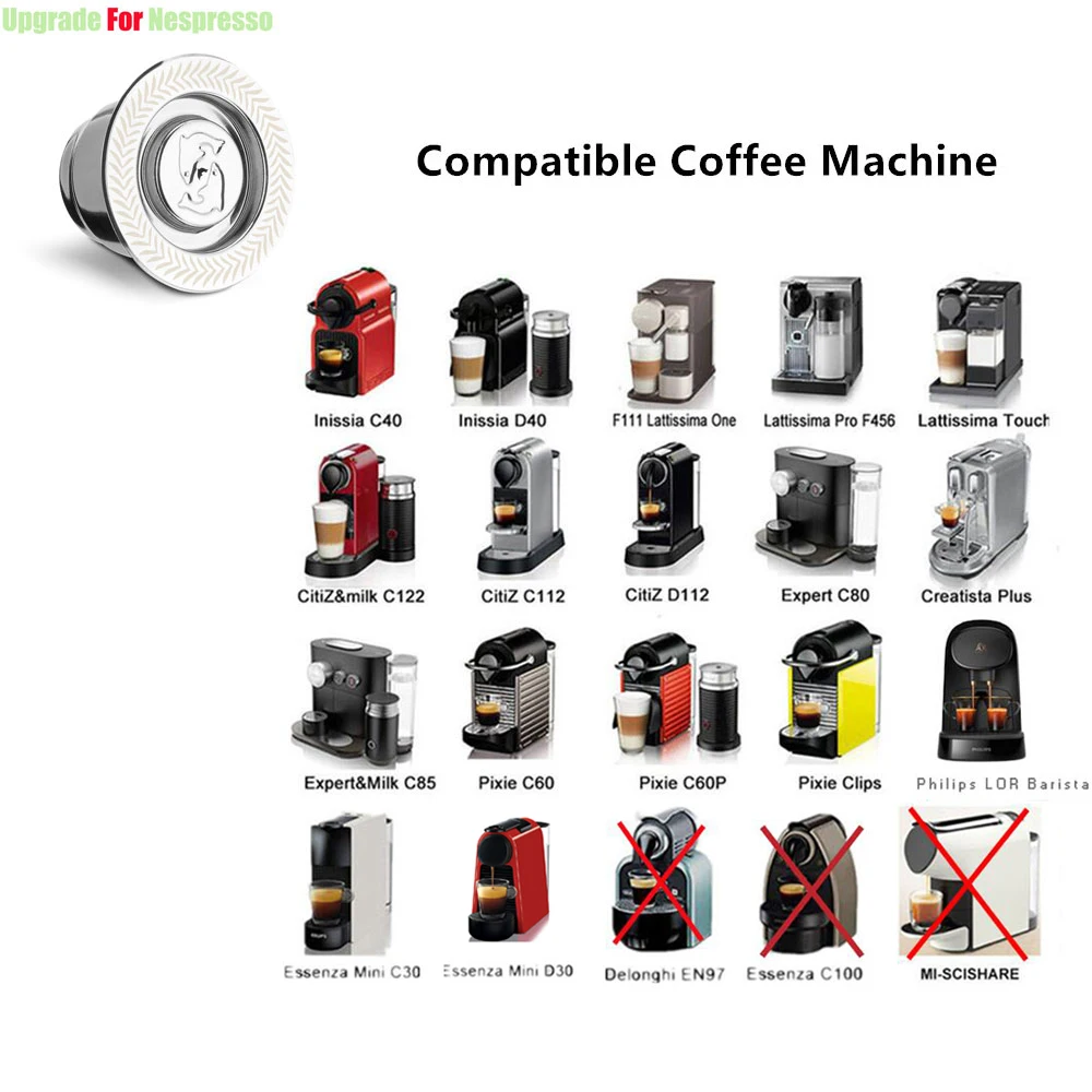 

iCafilas Eco-Friendly Package Refillable Coffee Capsule Corp For Nespresso Reusable Pod Stainless Steel Upgrade Version