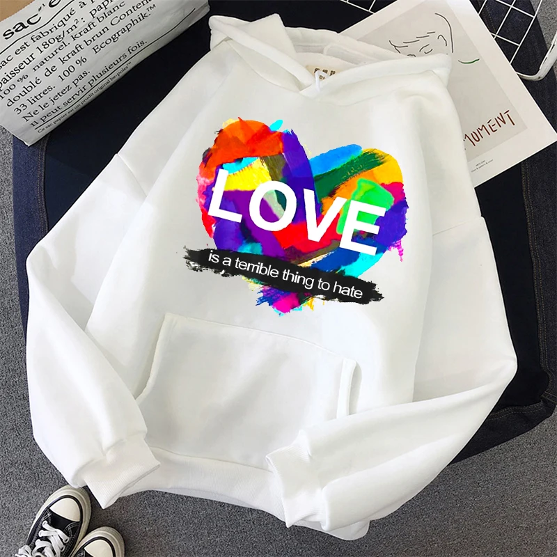 LGBT cat and love sweetshirts Women Spring Autumn Female Loose Casual Pullover student basic Hoodies Sweatshirts