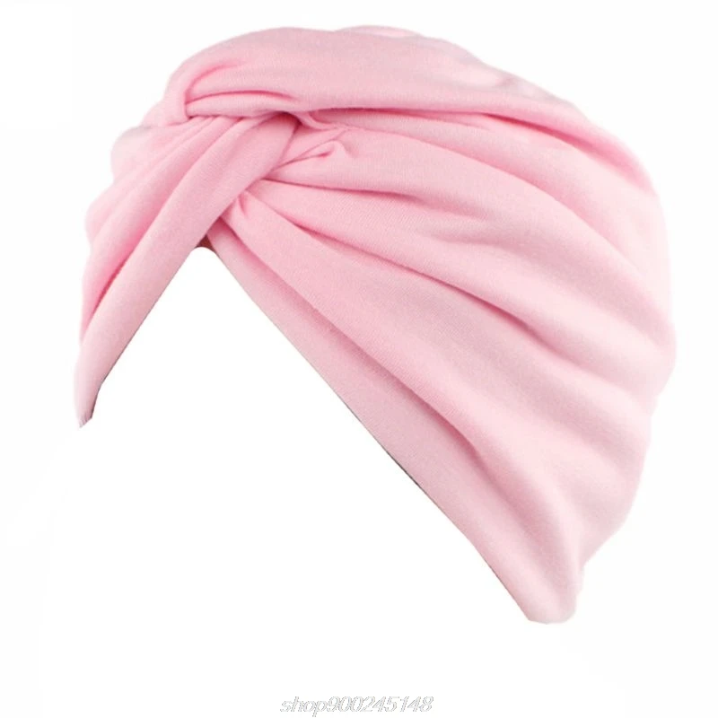 

Womens Solid Color Plain Twist Pleated Hair Turban Cap Head Wrap Chemo Beanie F06 21 Dropship