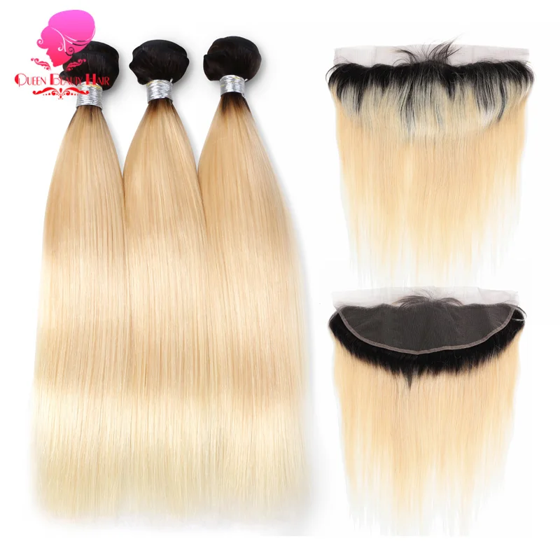 Светлые малазийские прямые человеческие волосы с эффектом омбре QUEEN 12 14 16 18 20 22 24 26