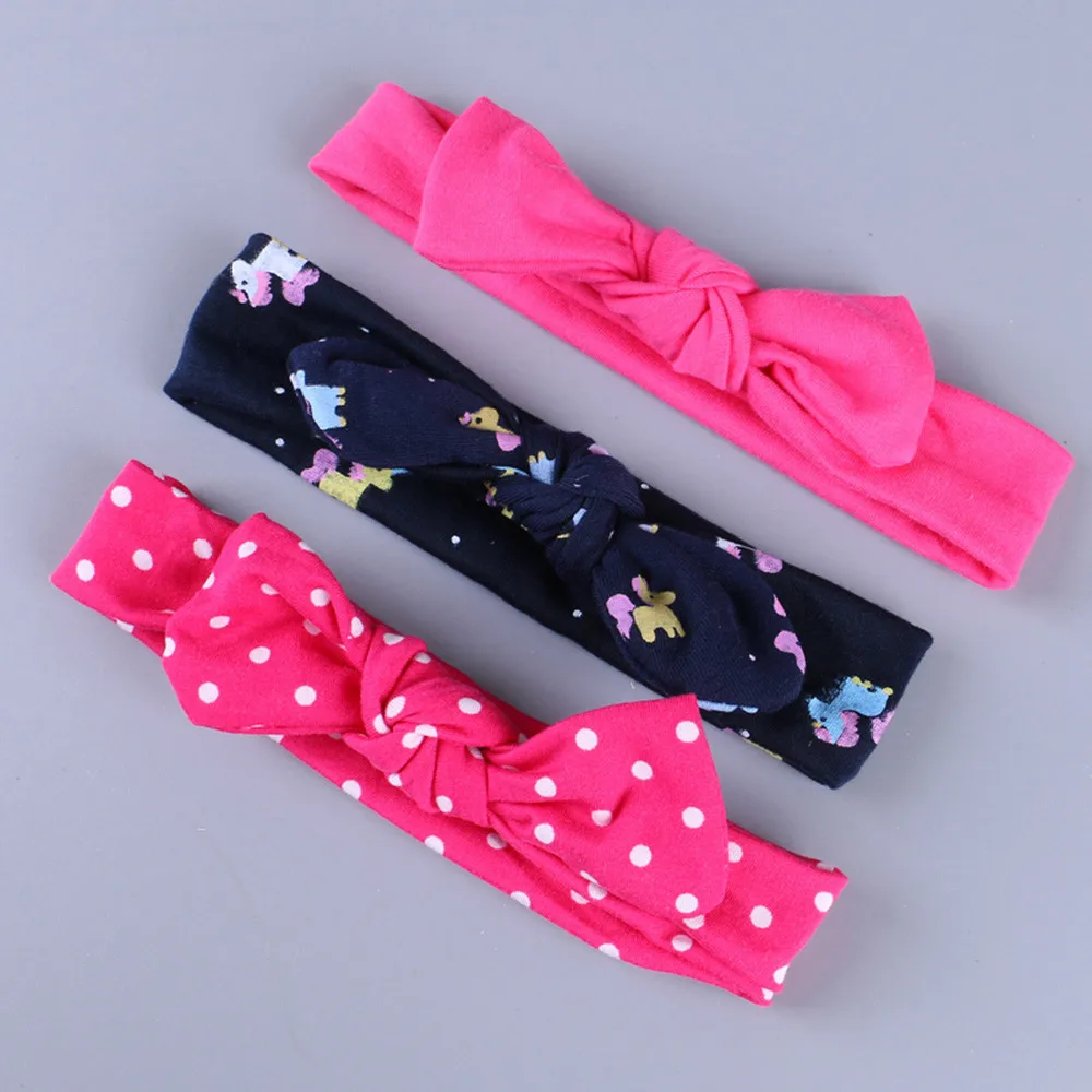 

Hair Accessories 3Pcs Kids Floral Headband Girls Baby Elastic Bowknot Hairband Set Elastic Children's Bow Headwear 2020