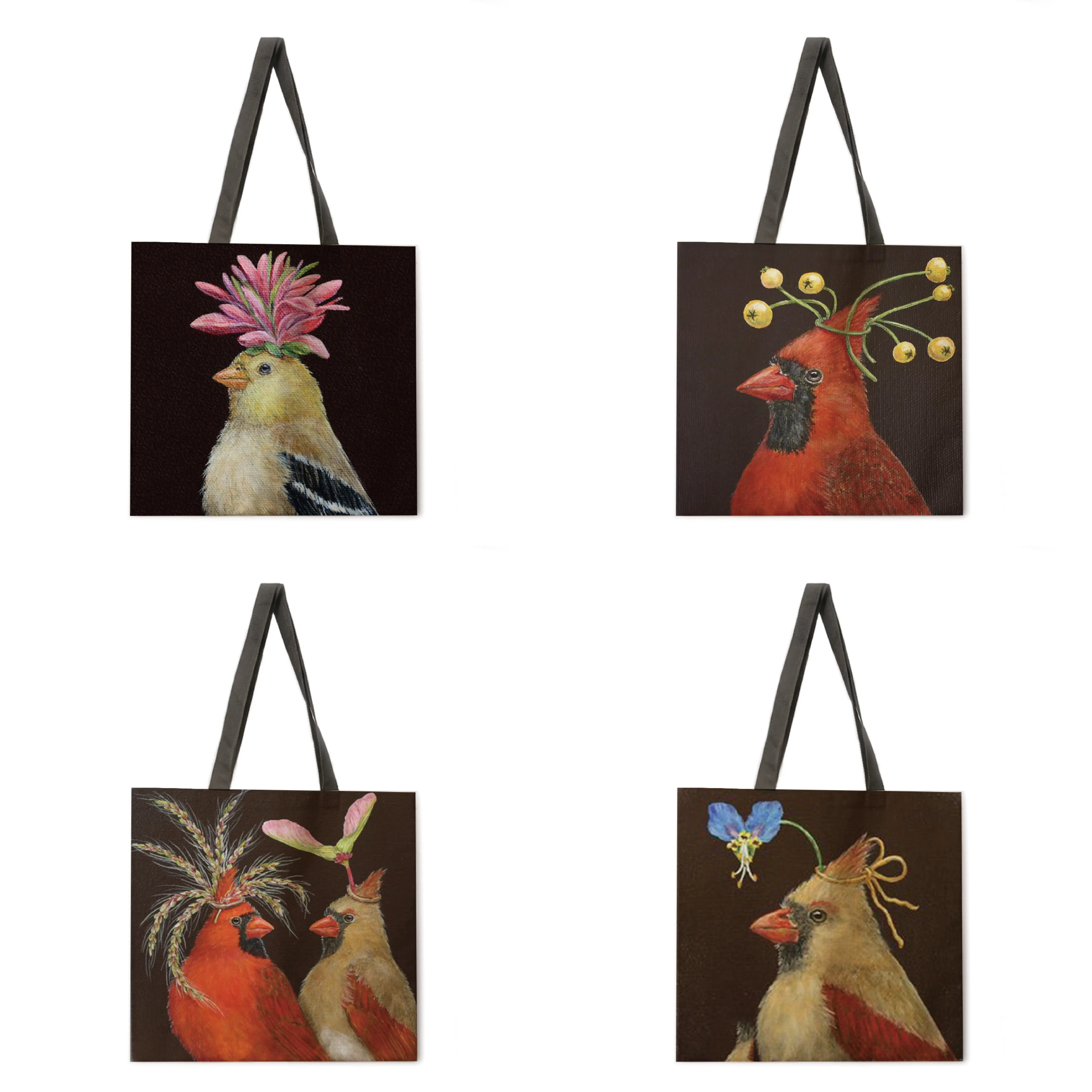 Сумка тоут с рождественским принтом птицы складная сумка для покупок