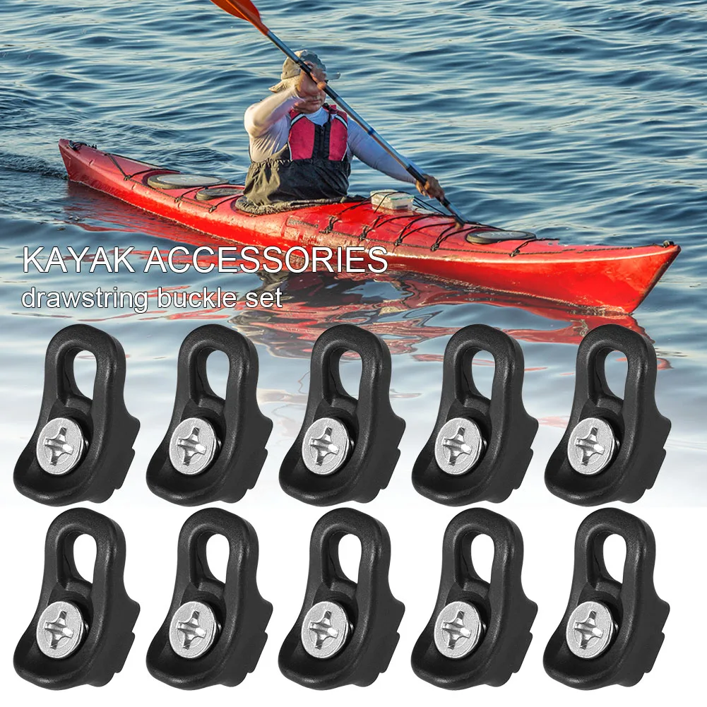 

10pcs Tie Down Loop Deck Rigging With Screws Black Durable Replacement Accessories Outfitting Pad Eye Kayak Eyelets Lightweight