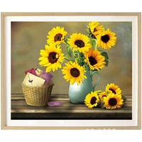 needlework diy printed oil painting canvas cross stitch set for embroidery 11ct full embroidery sunflower home decoration gift