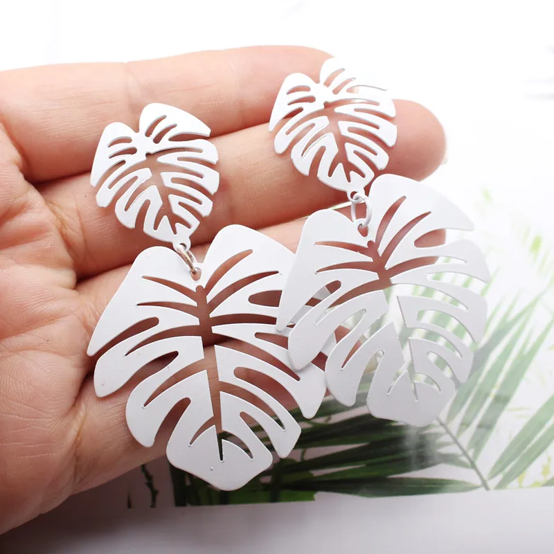 Новые модные висячие серьги с полыми листьями для женщин длинные Подвесные
