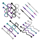 1 шт. промышленные закрученные ушные штанги для пирсинга, спиральные пупырчатые кольца для пирсинга, длинные серьги-пупка 14 г