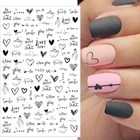 3D наклейки для ногтей в виде сердца и любви, черные наклейки с английскими буквами, наклейки с раскладными слайдерами, День Святого Валентина, украшения для творчества и ногтевого дизайна