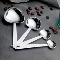 4pcs heart shaped coffee spoon stainless steel measuring spoon set kitchen baking gadget measuring cup spoon coffee accessories