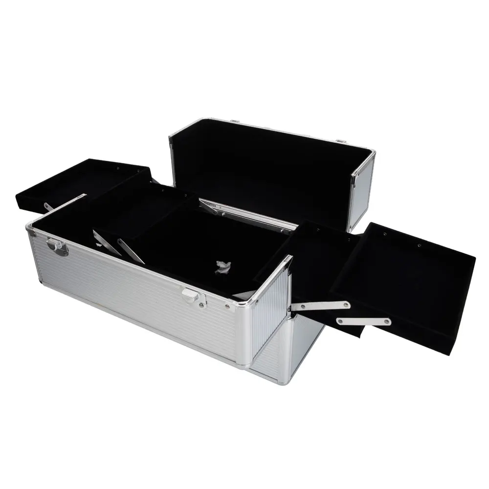 Aluminum Cosmetic Case Organizer Box For business use &For home use portable with keys white