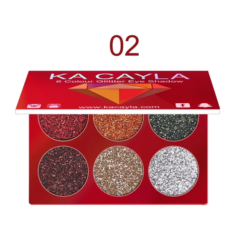 6 Colors Glitter Eyeshadow Makeup Pallete Matte Eye shadow Palette Shimmer and Shine Diamond Powder Pigment Cosmetics |