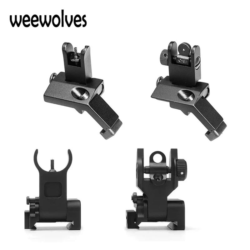 

WEEWOLVES Tactical accessories M4 AR15 45Degree Front Rear Sight flip up Rapid Transition Backup Sight for Picatinny Rail