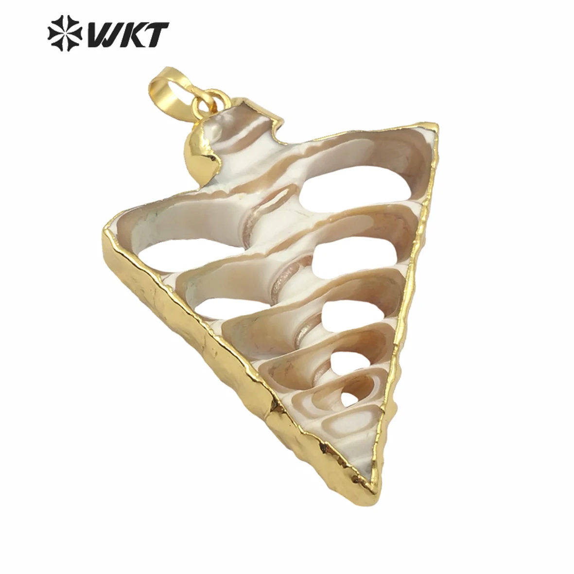 

WT-JP148 Slice Trumpet Shell With Gold Dipped Pendant Random Size Used In Fashion Necklace Pendant Jewelry